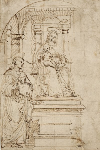 Schizzo per una Vergine in trono con Bambino e San Nicola da Tolentino da Raffaello Sanzio Raphael